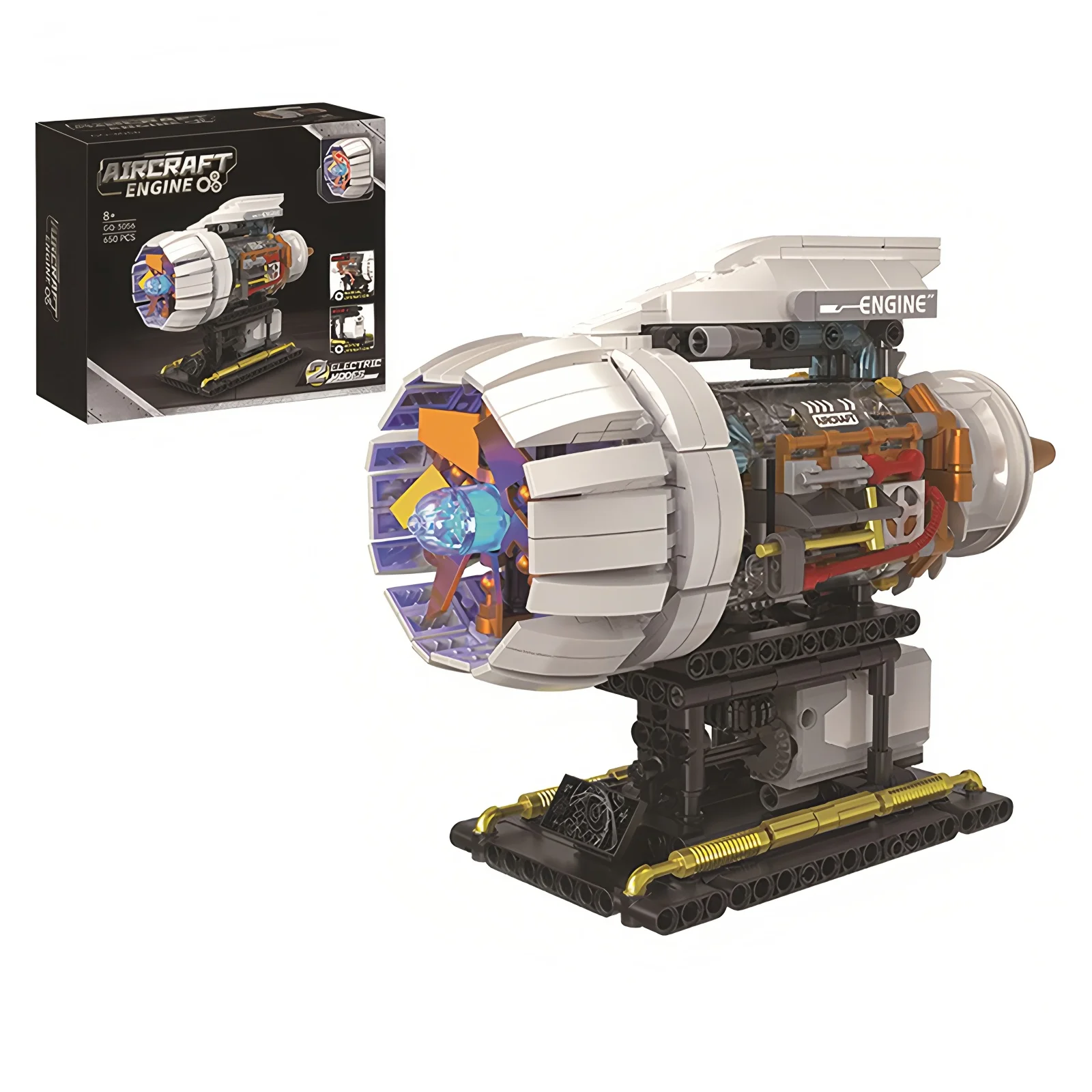 3056 Двигатель самолета, 650 шт., набор моделей строительных блоков, технические MOC с электроприводом, развивающие игрушки, детские рождественские подарки