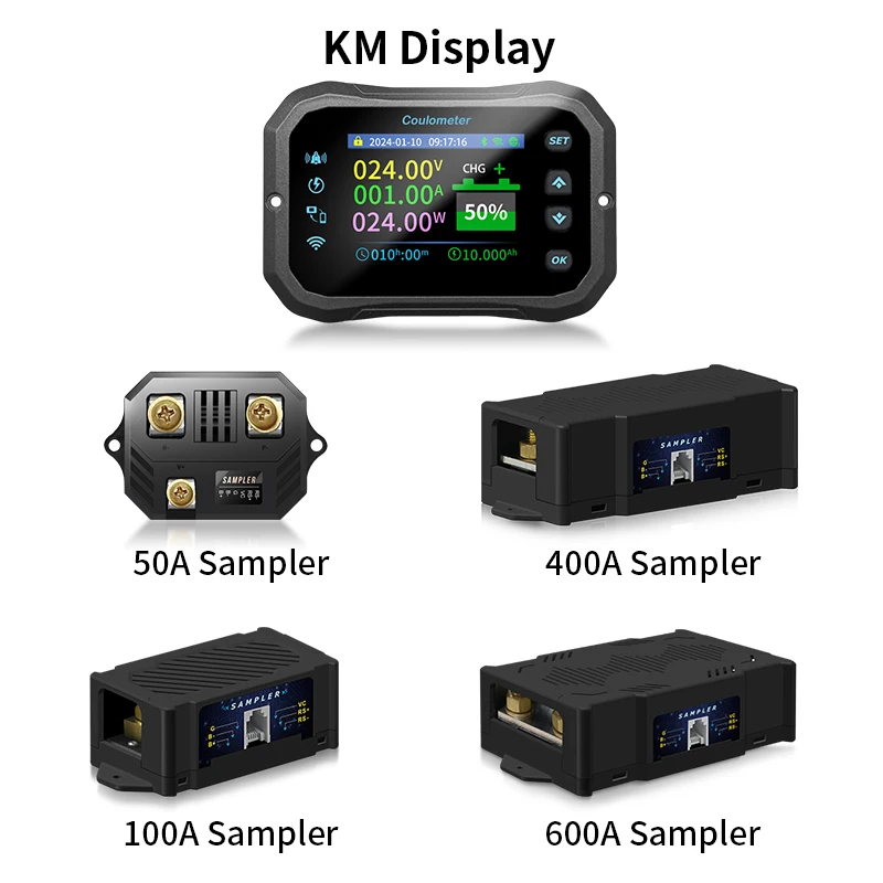 2024 New WiFi Coulomb Meter KM140F Power Volt-Ammeter lithium Lead acid Battery Capacity Indicator RV Battery Monitor