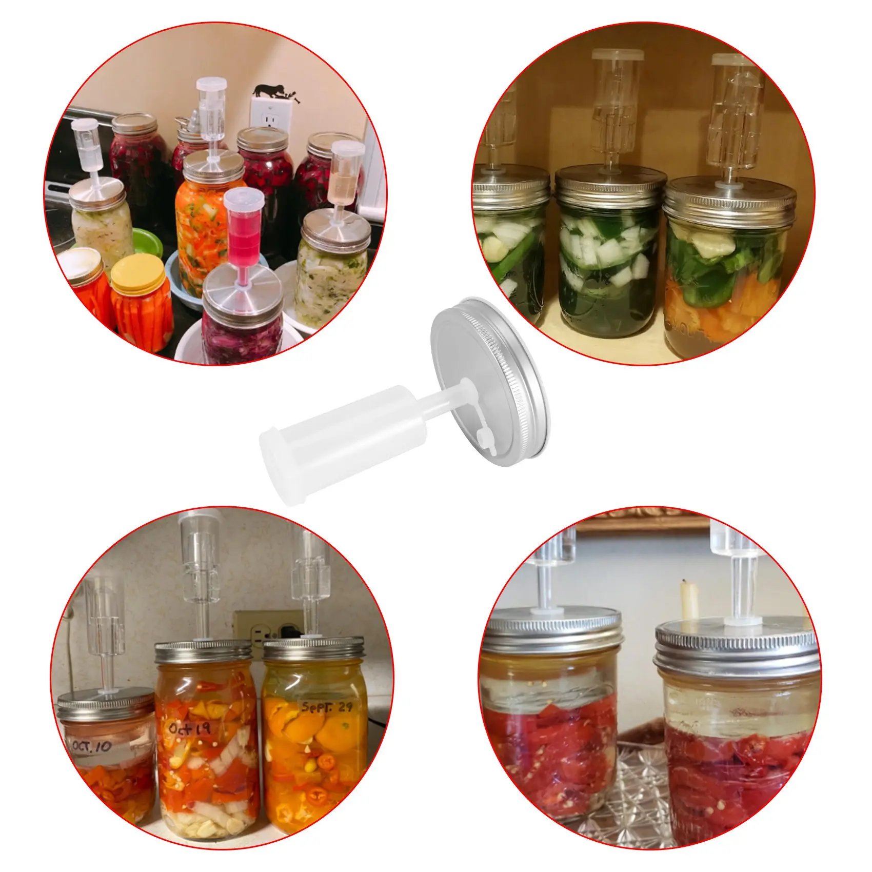 Tapa de fermentación A56P, tapas herméticas para fermentar en tarros Mason de boca ancha, tapas de fermentación para hacer repollo encurvado, pepinillos y salsa picante
