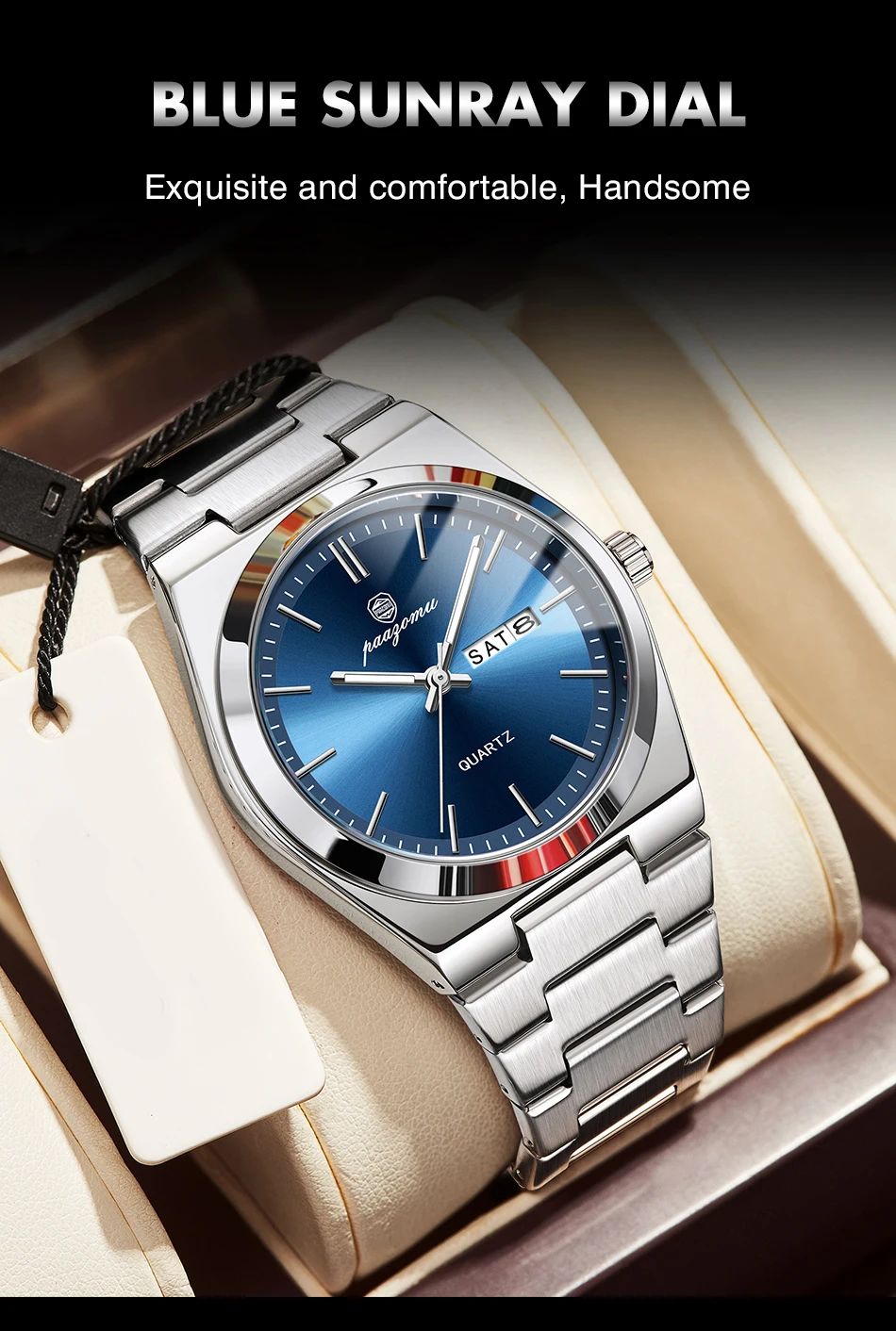 PAAZOMU Ultradünne Quarzuhr für Herren und Damen, minimalistischer Stil, wasserdicht, leuchtende Armbanduhr, bequemer Riemen, tägliches Bürogeschenk – Detail 5
