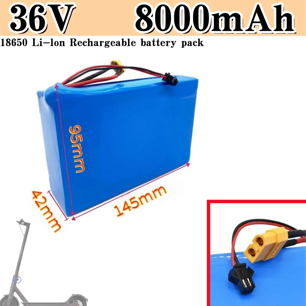 

36V 10S2P 8000mAh lithium battery pack -18650, with BMS, suitable for replacing batteries on 36V electric scooters/skateboards.
