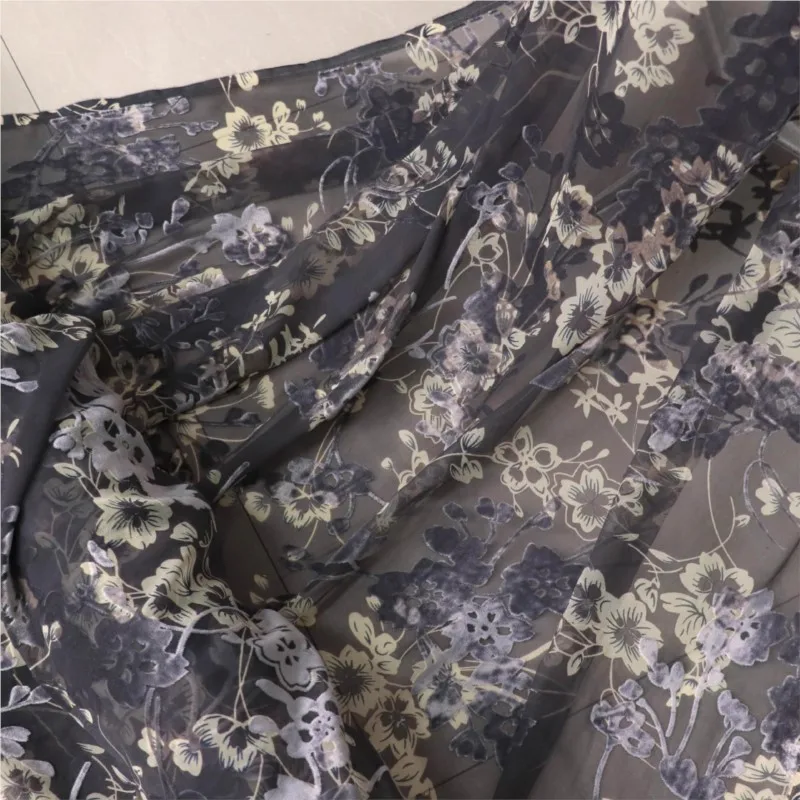 

Woven brocade viscose printed mottled and burned velvet fabric sleeping dress cheongsam