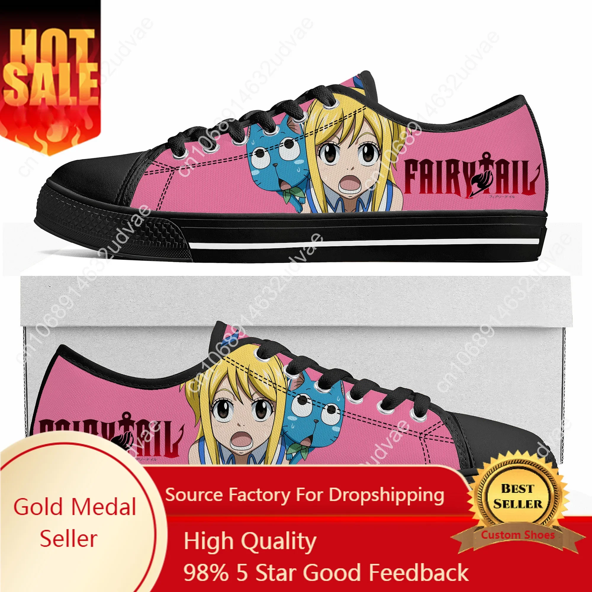 

Lucy Heartfilia Cartoon Fairy Tail Low Top Sneakers Mens Womens Teenager High Quality Canvas Sneaker Couple Shoes Custom Shoe