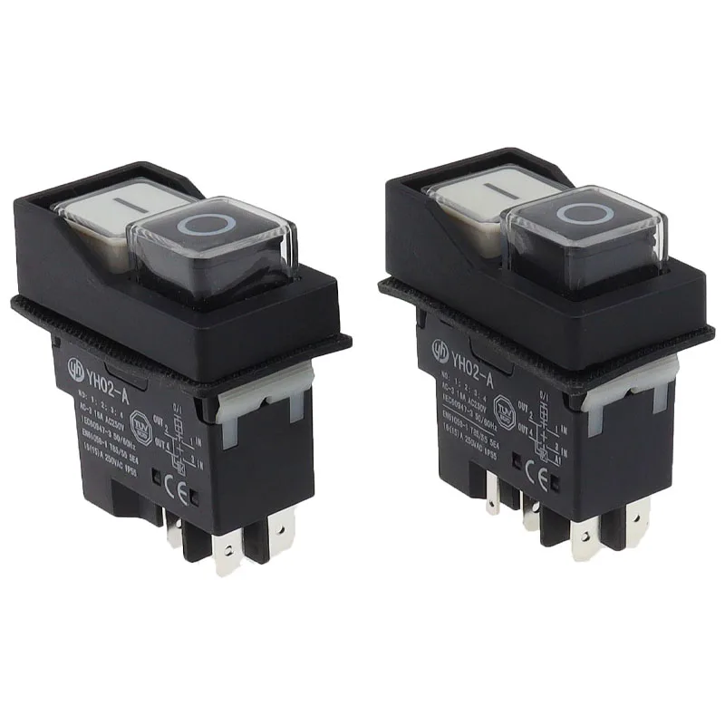 1PCS YH02-A Black Waterproof electromagnetic switch AC 250V 16A 4/5Pin Can Replace KJD16 KLD-28protection Starter Safety Switch