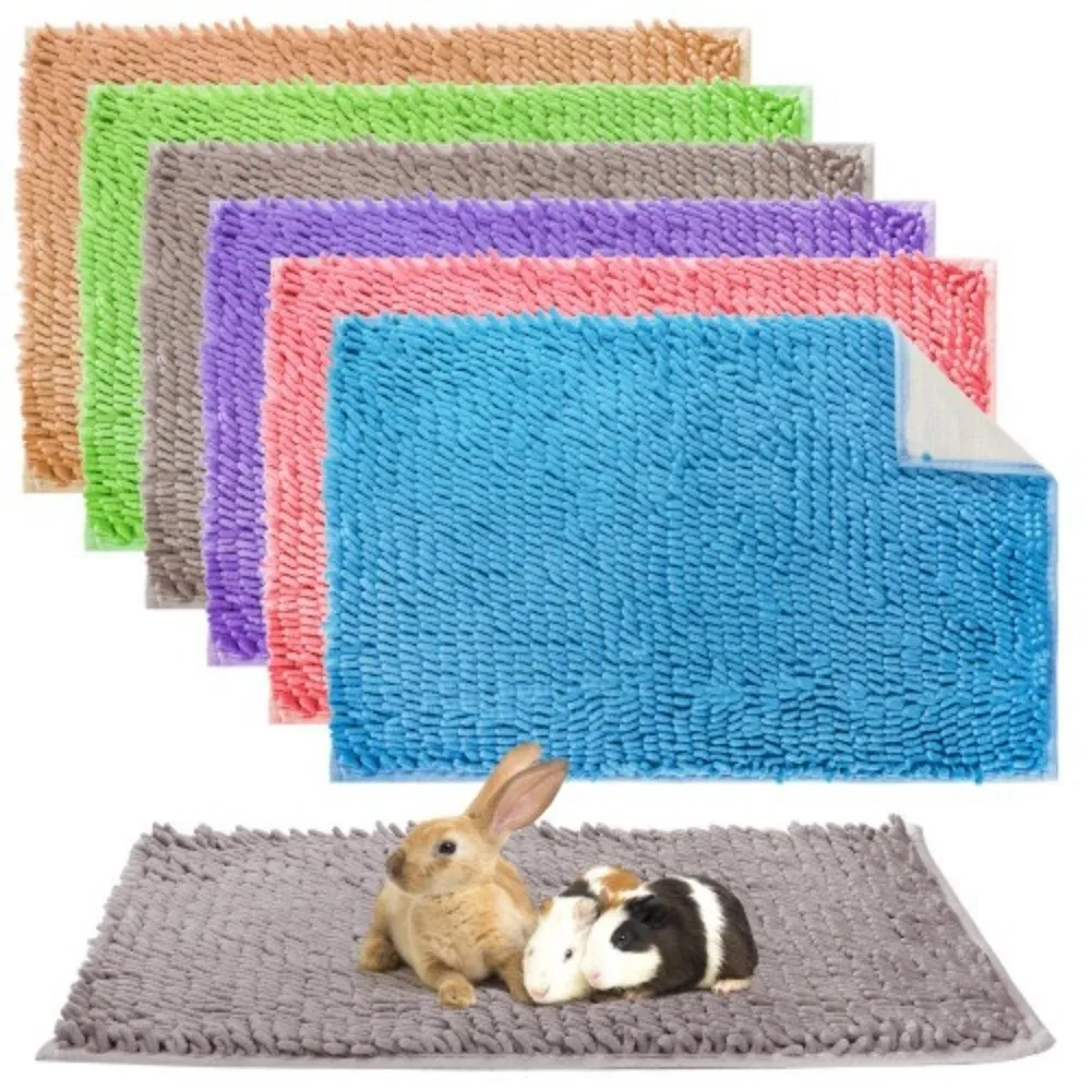 Durable Chenille Fleece Guinea Pig Cage Liner Non Slip Washable Washable Pet Pad Reusable Fleece Bedding Mat Guinea Pig