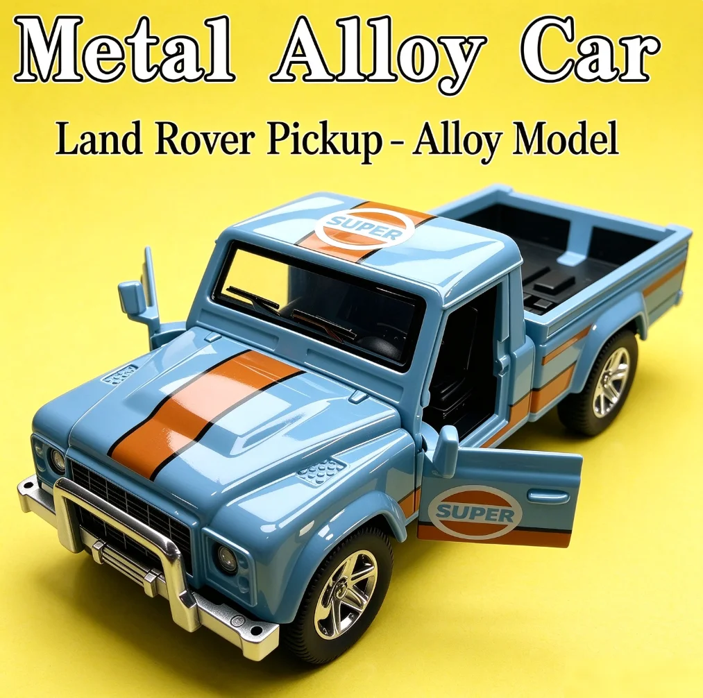 Scale Alloy Retro Pickup Truck Diecast Pull-Back Function Openable Doors Metal Collectible Vehicle High-end Gift Home Desktop