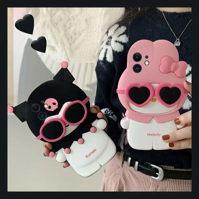 Cute 3D Cartoon Kuromi My Melody Soft Silicone Cover Case For iPhone 15 14 13 12 11 Pro