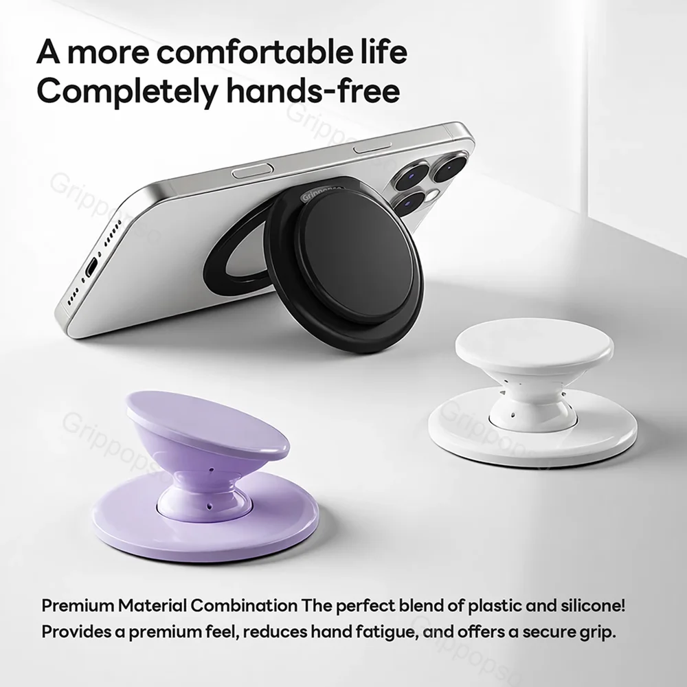 ที่ยึดโทรศัพท์แม่เหล็ก Grippopso รุ่นใหม่ สำหรับ MagSafe 360 °   ที่วางโทรศัพท์แบบหมุนได้และขาตั้งสำหรับ Samsung และ iPhone 16/15/14/13/12