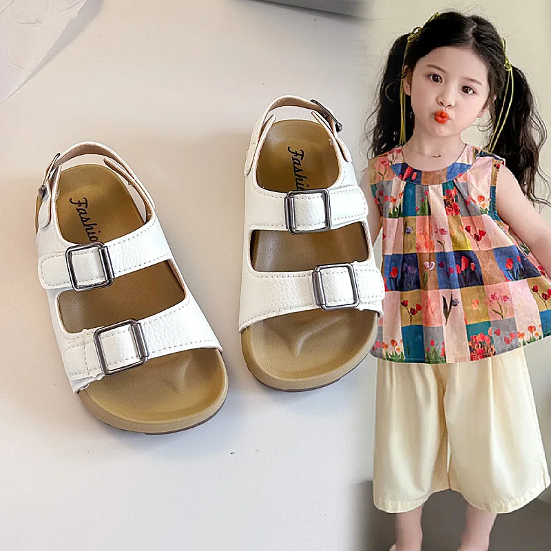 Summer Girl Sandals2026Spring Autumn New Style Simple Child Soft Single Shoe Casual Girl Slip Comfortable Travel Beach Sandals