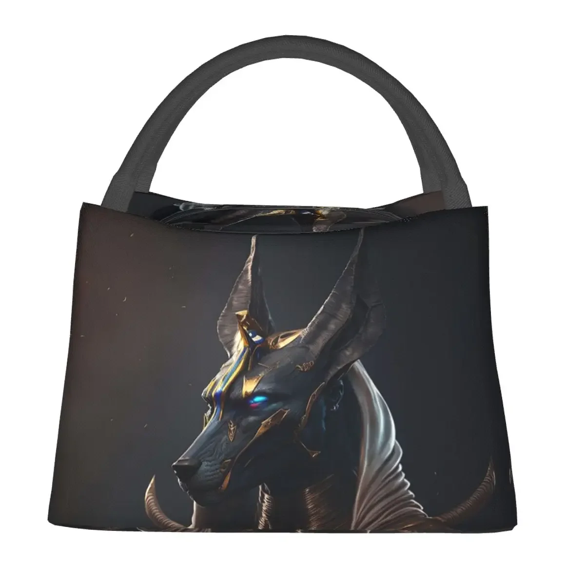 Egyptian God Anubis Art Lunch Bags Insulated Bento Box Portable Lunch Tote Picnic Bags Cooler Thermal Bag for Woman Girl School