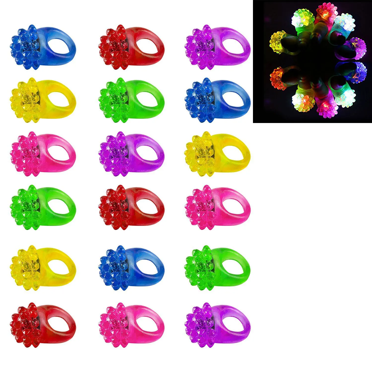 

100 PC The Ring Glowing Lamp Halloween Props Strawberry Children Rings Flashing