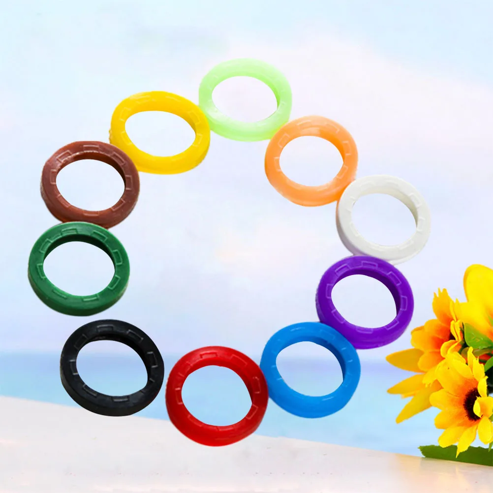 32Pcs Bright Silicone Key Sleeve Elastic Caps Multicolor Coding Rings for Key Identification and Color Separation