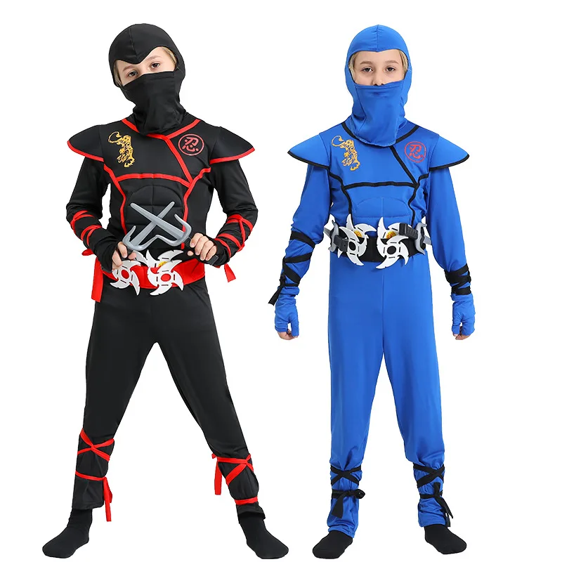 Bambini Ninja Deluxe Costume con accessori per armi ragazzi Kung Fu Outfit Ideas regali giocattoli a baionetta Samurai Ninja Costume di Halloween