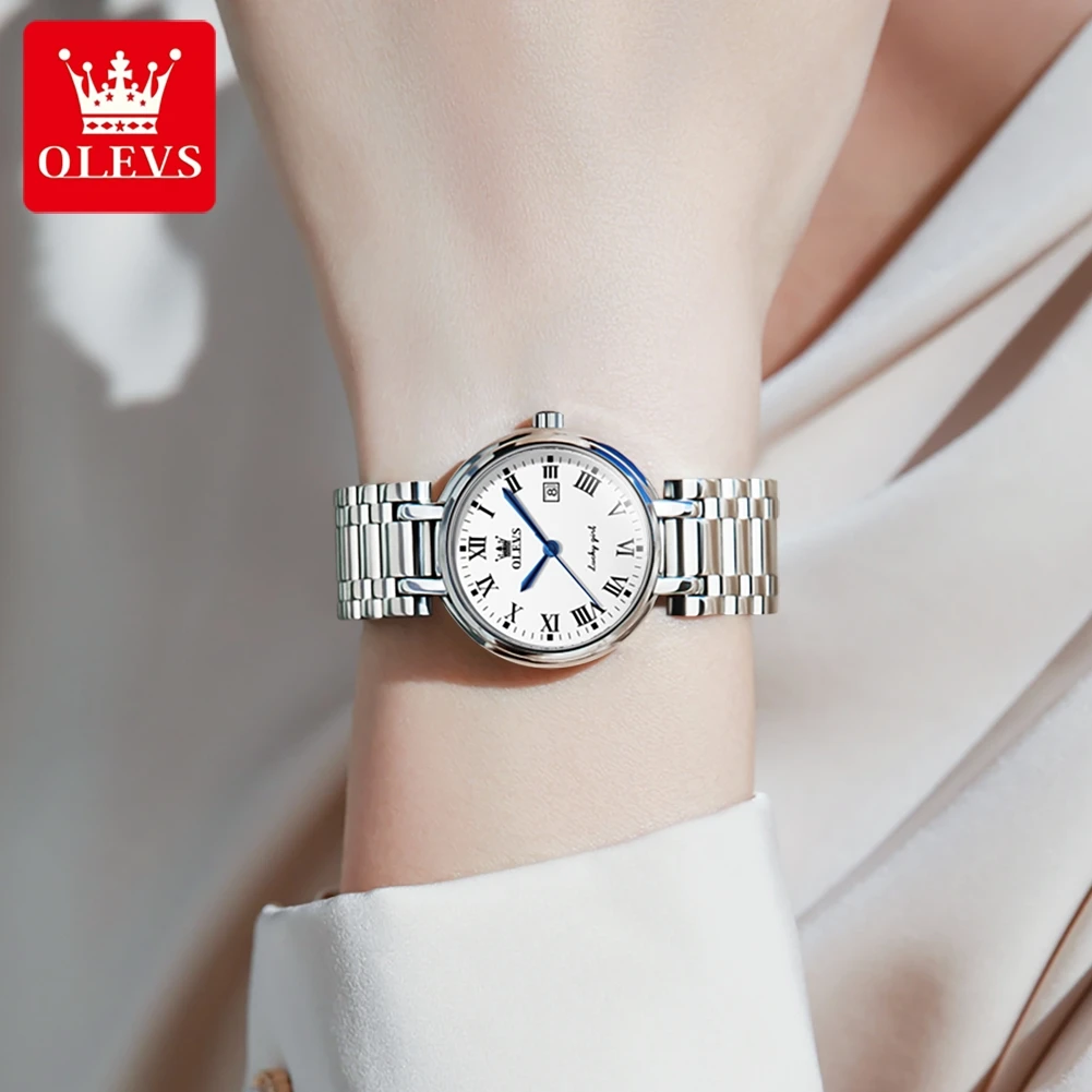 Olevs 5575 Damen uhren rosa römische Skala Diamant Zifferblatt elegante Armband Halskette Uhr Set Geschenk Mode einfache Armbanduhr