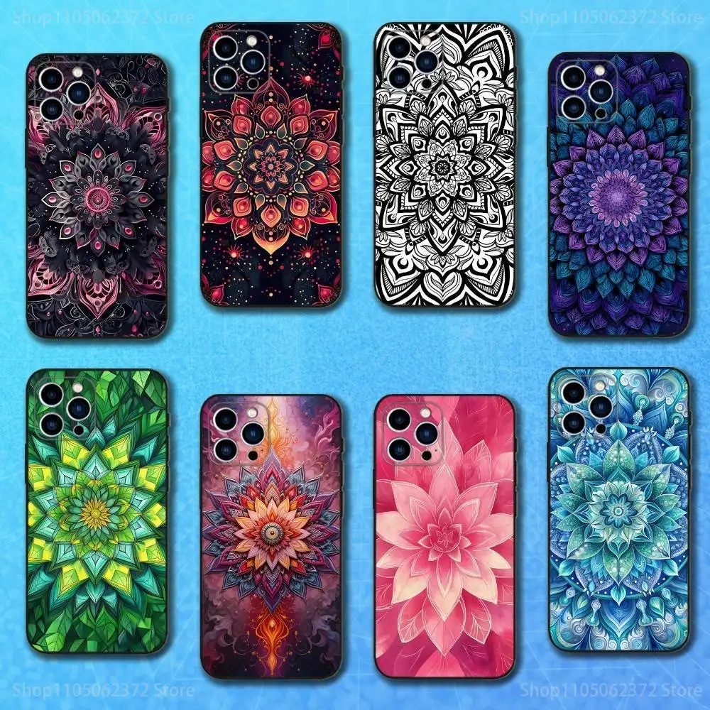 

Cool Mandala Art Totem Phone Case For iPhone 17,16,15,14,13,12,11 Plus,Pro Max,XS,X,XR,SE,Mini,8,7,Soft Silicone Black Cover