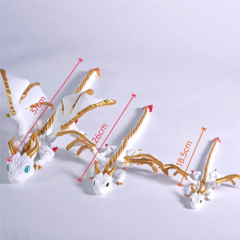 تمثال تنين على شكل نقل مجنح مطبوع ثلاثي الأبعاد مع عيون عشوائية، منحوتة تنين راتينج آرت ديكو، ديكور على شكل حيوان على الطاولة 37 سم #5