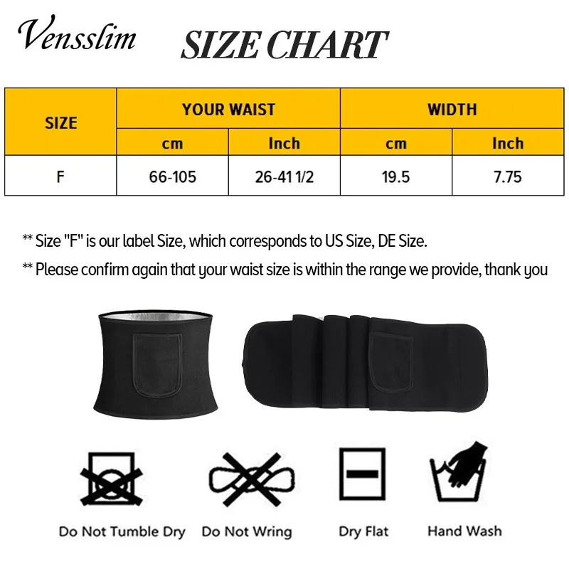 Vensslim Women Waist Trainer Belt with Pocket free adjustable Belly Trimmer Sauna Sweat Body Shaper Workout Girdle Shapewear