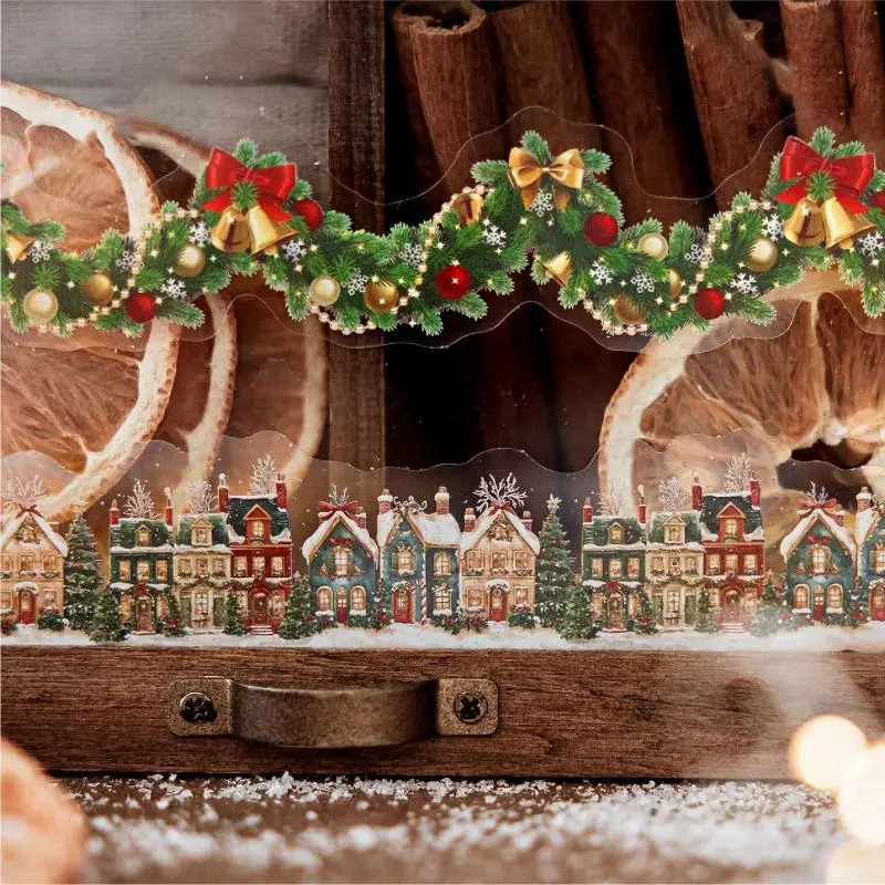 20/80 個かわいいクリスマス文具 PET ステッカー手持ち DIY シーン風景レトロクリスマス装飾クラフトステッカー