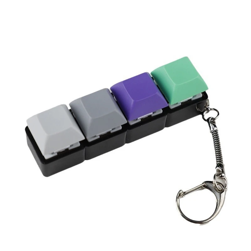 4-Keys Mechanical Keyboard Key Toy Keychain Party Stress Relief DIY Fidget Button Keycap Fidget Keyboard Toys Finger Keyboard