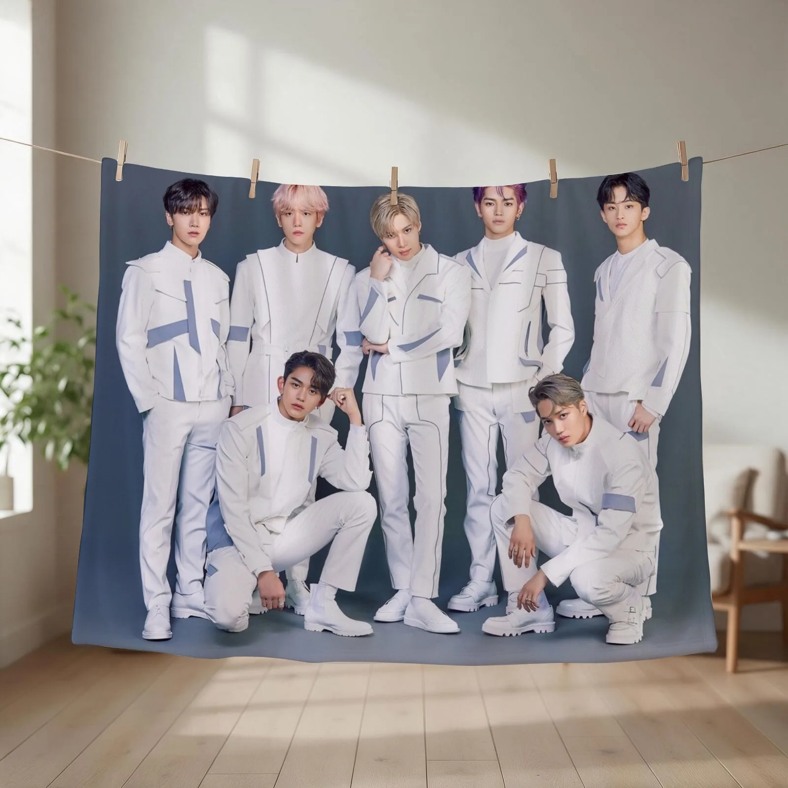 SUPERM X KOREAN AIR LET'S GO EVERYWHERE Throw Blanket couch cozy soft plush fuzzy picnic outdoor blanket