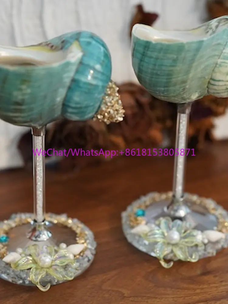 Light luxury personalized natural conch shell handmade creative champagne red wine cup with gift ornament