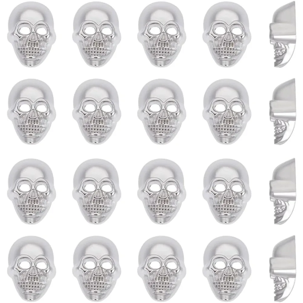 20 قطعة سبائك الزنك الجمجمة زر الجلود الزخرفية زر الشظية هيكل عظمي معدني أزرار 18x13x7 مللي متر هالوين الجمجمة شكل أزرار