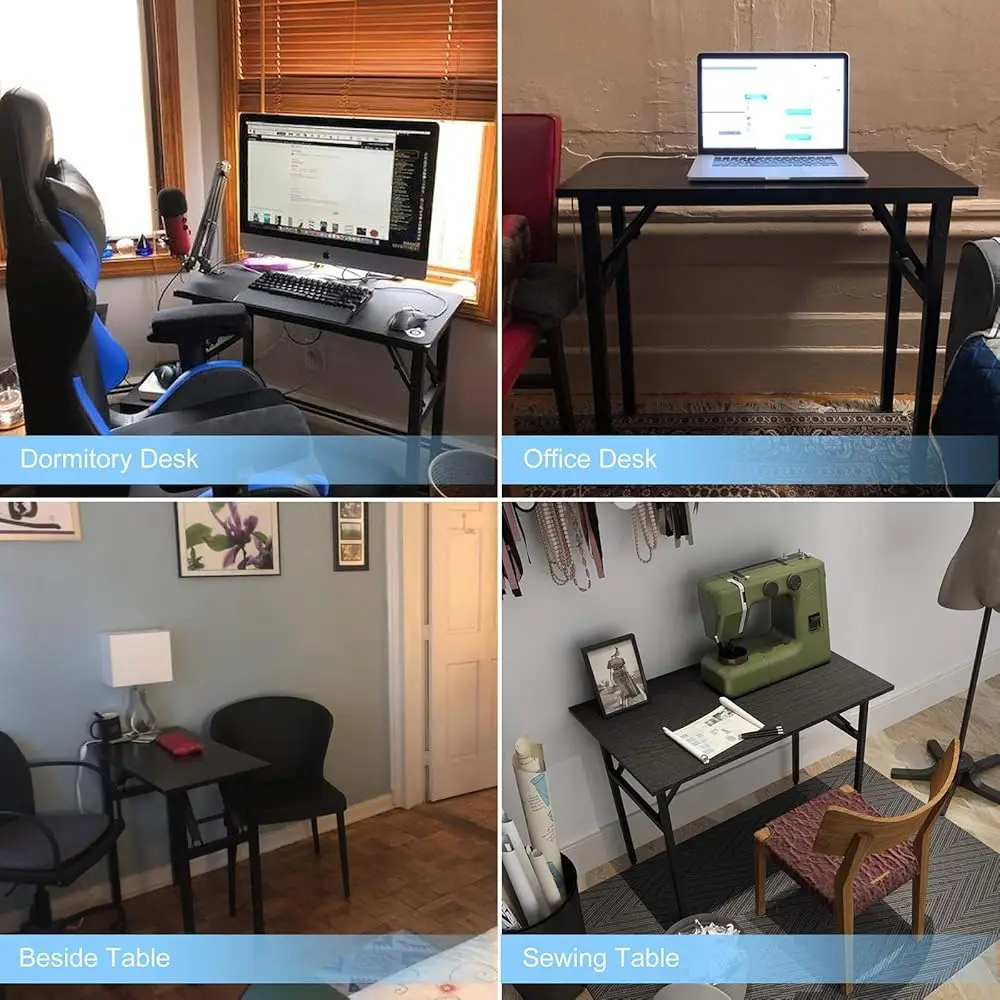 Folding Desk - 31 1/2"" No Assembly Foldable Small Computer Table,Sturdy And Heavy Duty Writing Desk For Small Spaces,