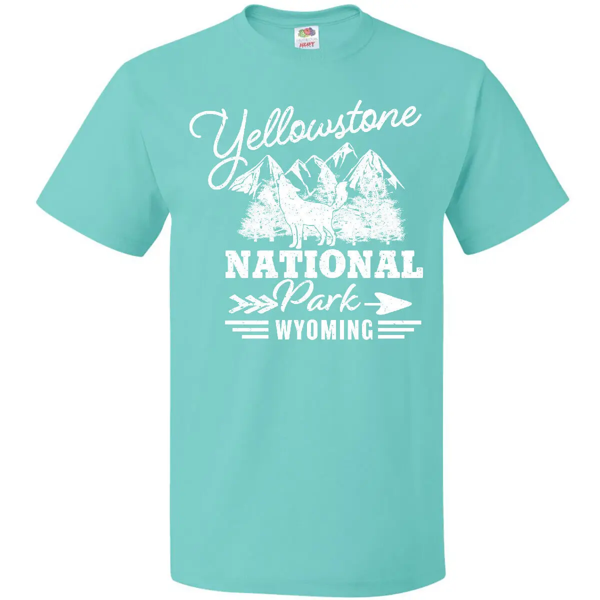 Inktastic Wyoming Yellowstone National Park T-Shirt Wolf Mountains Nature Family