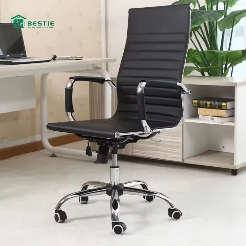 Hot Sale Ergonomic High Back Swivel Boss Ribbed PU Leather Office Chair Modern