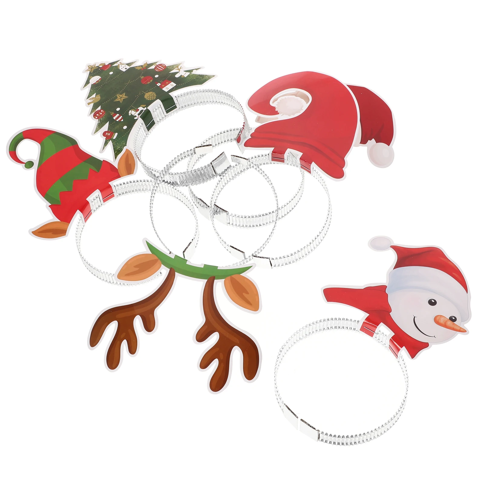 

6pcs Xmas Hair Hoops Headb Decorations Party Favor Headdress Performance Unique Hairb Plastic Paper Cosplay Photo Prop Stage