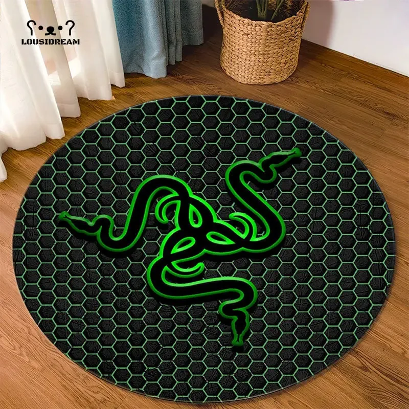 Razer Round Rugs Carpet Game Rome Gamer Gift Door Floor Mats Playroom Upholstery Living Room Bedroom Fashion Gaming Rug