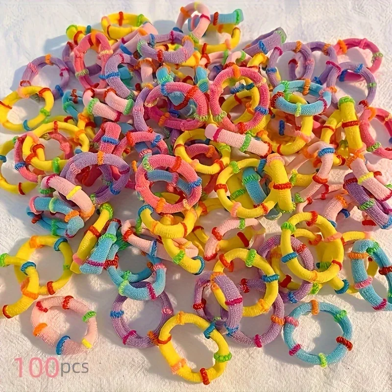 

100pcs Sweet Colorful Hair Tie Ponytail Holders Hair Accessories Set for Girls