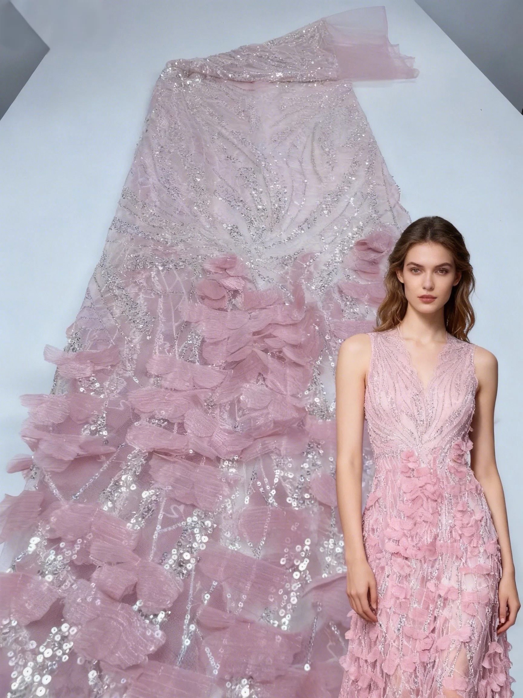 

Новейшая 3D цветочная вышивка из бисера и блесток, африканская кружевная ткань 2026, высокое качество, нигерийское французское сетчатое кружево для свадебного платья, материал