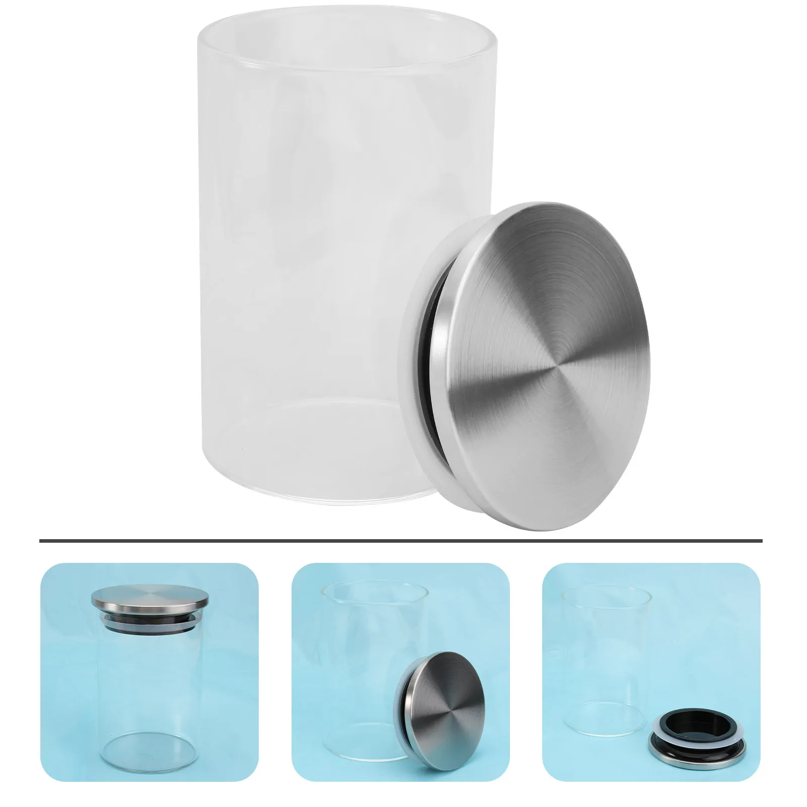 250Ml Airtight Transparent Glass Food Storage Container Jar Kitchen Organizer Leak Proof Dust Insect Resistant Dry Grains Snacks