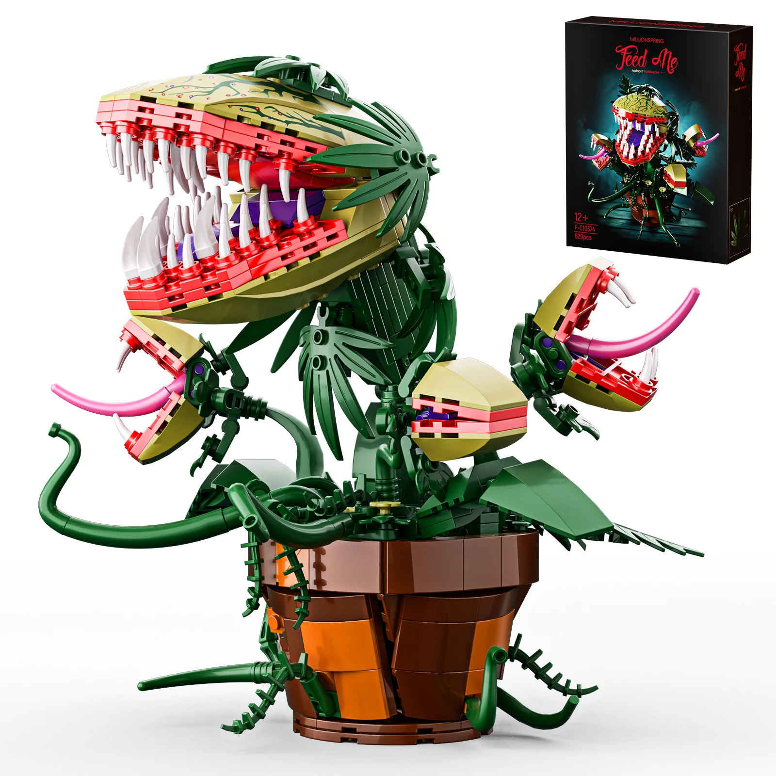 

Набор строительных блоков «Пиранья-растение Одрой II» (2 шт.) – Декор для магазина цветов в стиле ужасов, подарок на Хэллоуин и Рождество для фанатов кино и ТВ (629 деталей)