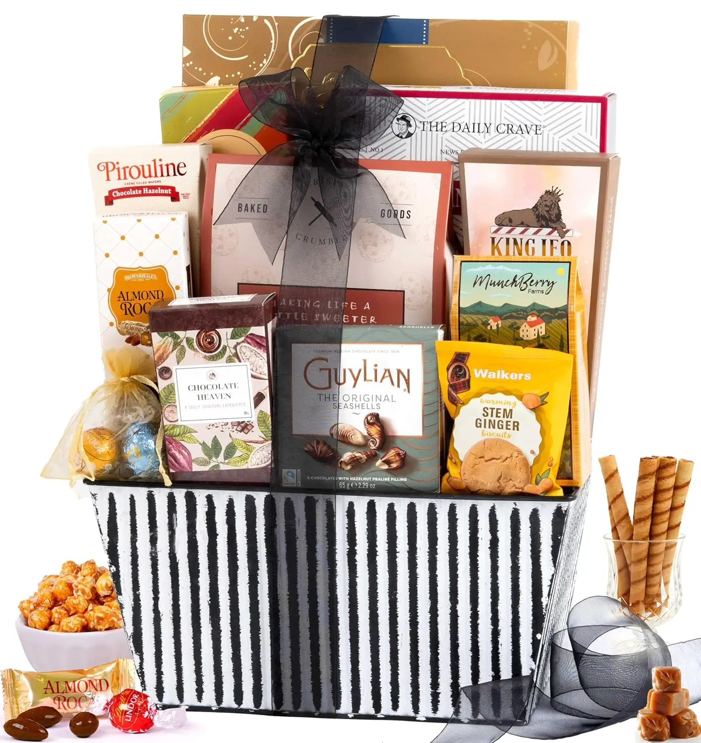 

Holiday Snack Gift Basket with Cookies, Popcorn & Chocolate - Perfect for Families, Friends & Corporate Gifts