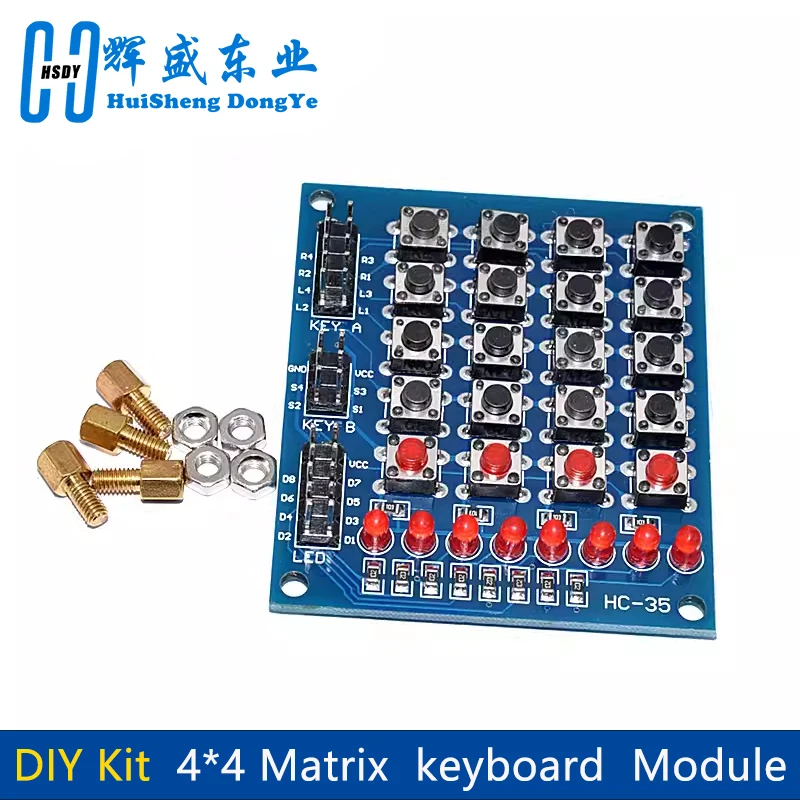 Teclado de matriz 4X4 para módulo de matriz Arduino, 16 teclas, botones, interruptor Tastatur, Panel de teclado 4*4 Tasten 8LED, Kit de accesorios