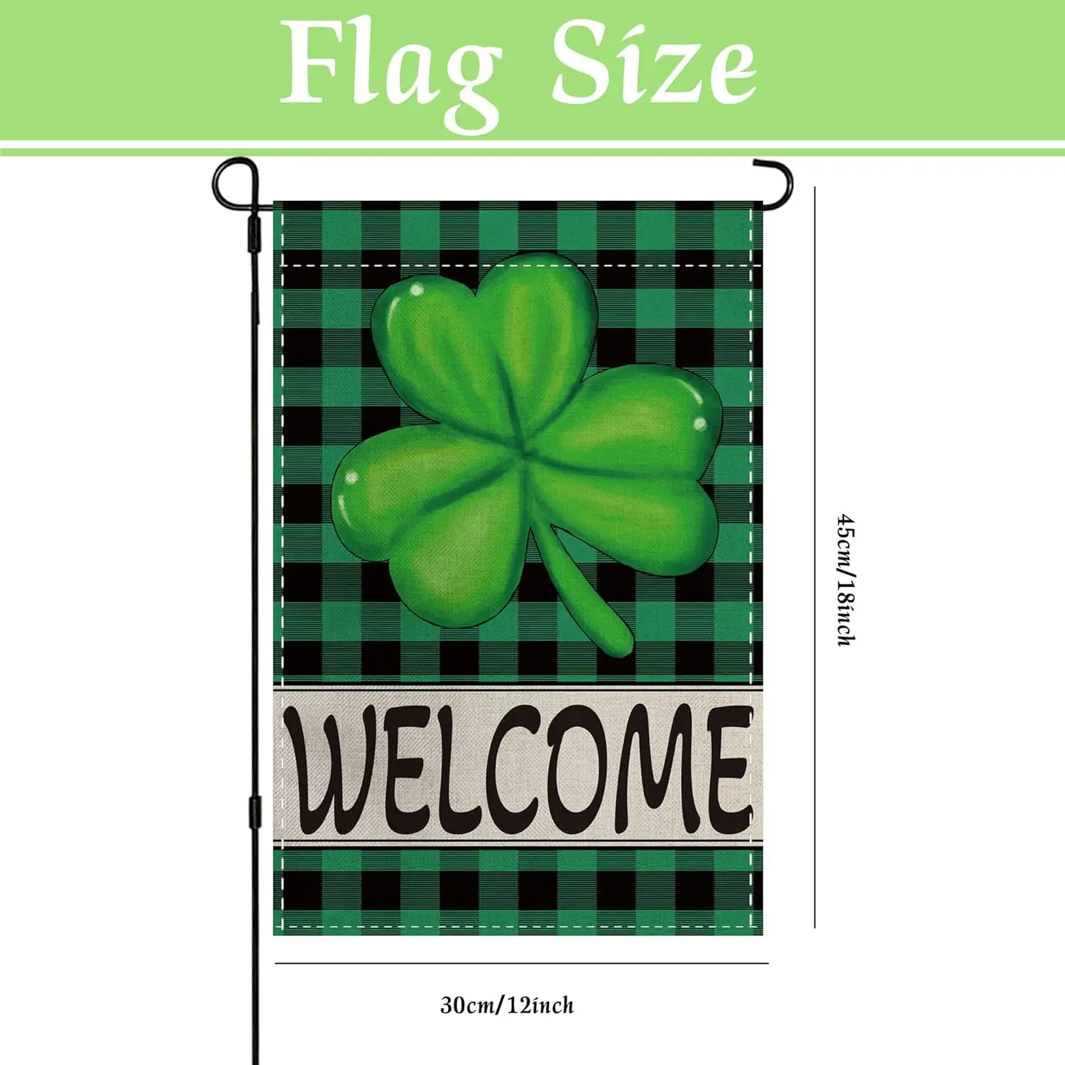 Welcome Lucky Clover St Patricks Day Garden Flag 12x18 Inch Double Sided Green Plai Seasonal Spring Flag Yard Outdoor Decor ZZM