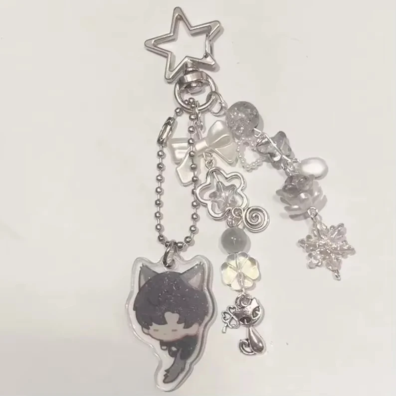 لعبة الحب والمساحة العميقة رافاييل كزيفير زين تأثيري مفتاح سلسلة سلاسل المفاتيح الاكريليك على ظهره قلادة حلقة رئيسية الملحقات