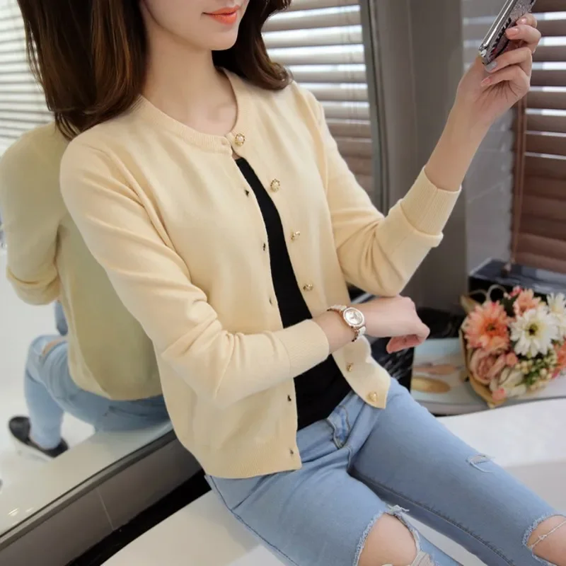 New Spring Summe 2024 Women Knit Cardigan Sweater Casual Short Coat Female A Little Shawl Thin Knitted Jacket Elegant Outerwear