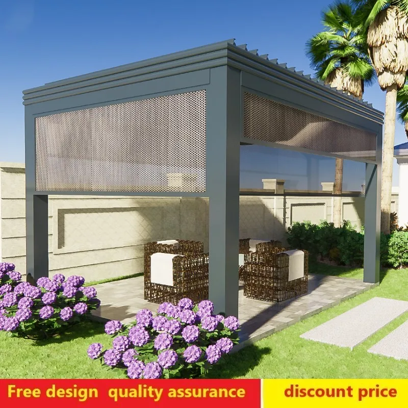 Pavilion outdoor aluminum alloy  anti-corrosion aluminum art villa garden leisure electric pavilion outdoor courtyard