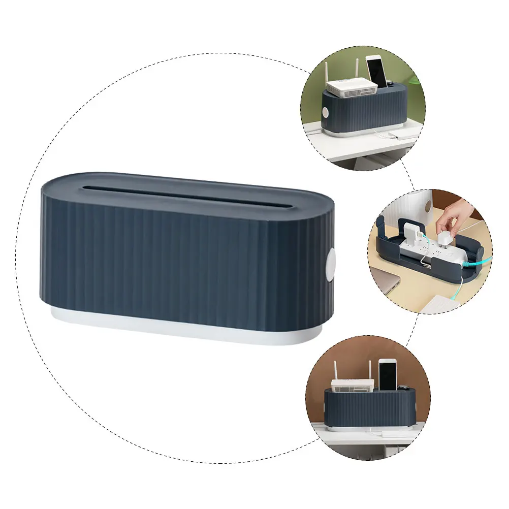 

1pc Household Cable Cord Storage Case Desktop Charging Cable Container Blue Socket Organizer Wire Management Dustproof