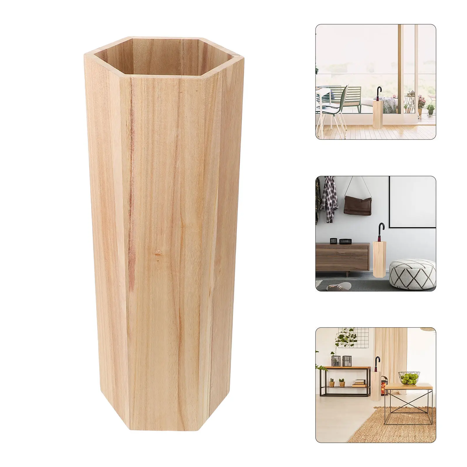 

Wood Umbrella Bucket Vintage Umbrella Stand Indoor Storage Rack for Umbrellas Walking Sticks Canes Swords Compact Space-Saving