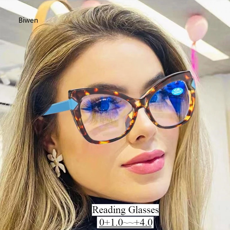 

2025 Oversized Women Presbyopia Glasses Trend Cat's Eye TR90 Reading Glasses Blue Light Blocking Computer Far Sight Eyewear