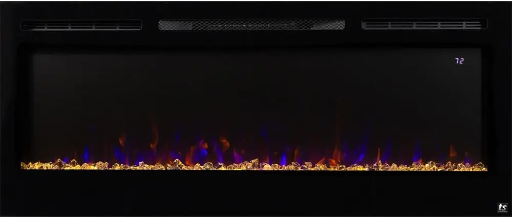 Flame Options-1500W Heater w/Thermostat-Black-Log & Crystal Hearth Options -Alexa/WiFi Enabled