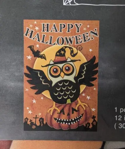 Happy Halloween Owl with Jack-o'-Lantern Outdoor Decorative Flag 12