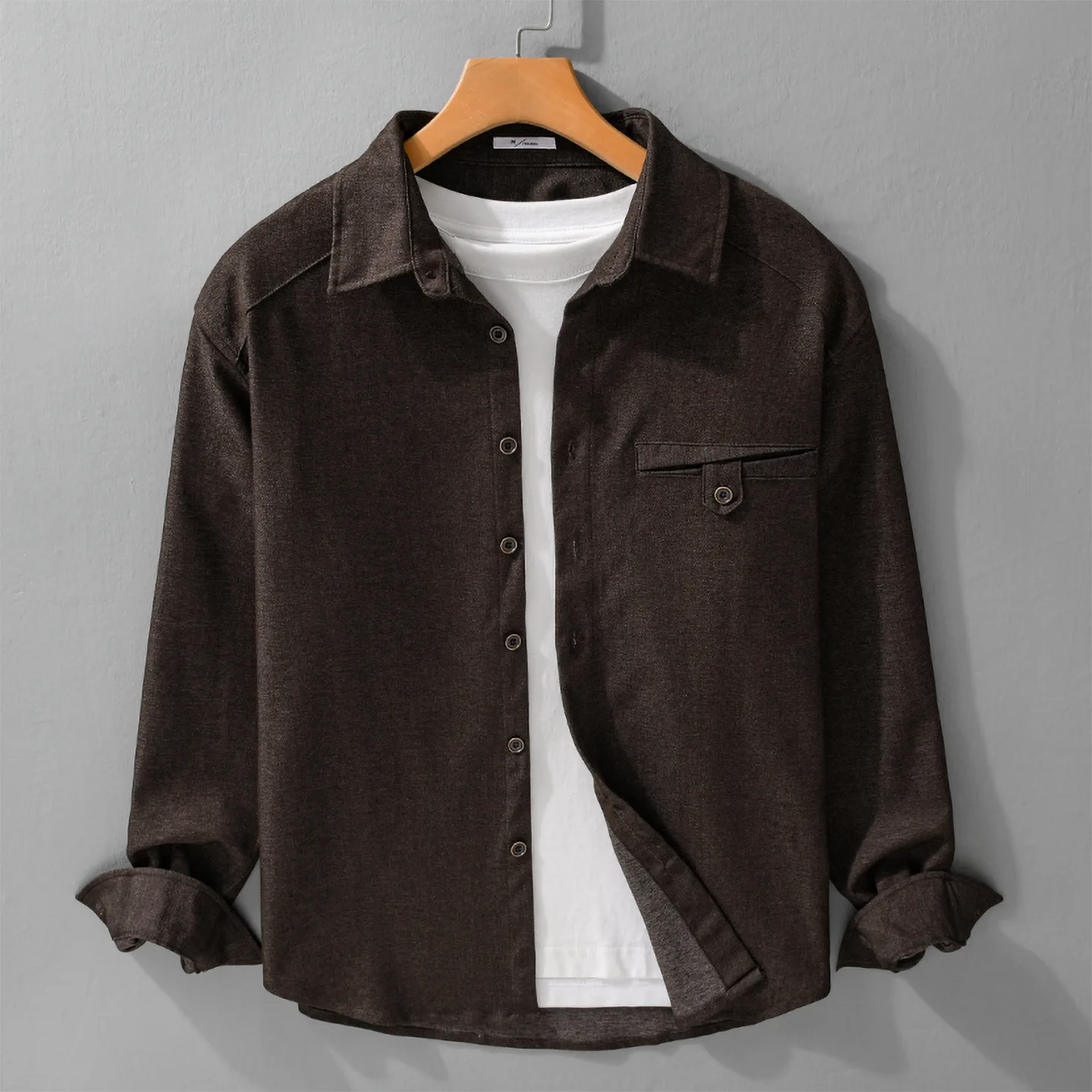 

High Quali Men's Long Sve irt Autumn Winter Casual Loose Fit Youthful Vintage Versatile Quali Top for Men