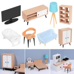 1:12 Scale Dollhouse Miniature Furniture Sofa Bed Wardrobe TV Cabinet Mini Furnishing Scene Model Playing House Micro Landscape