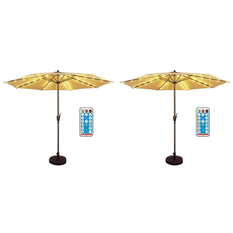 M11K-2X Patio Paraplu Verlichting Zonne-energie Waterdichte Paraplu Verlichting Buitenterras Met Afstandsbediening 8 Modi Warm