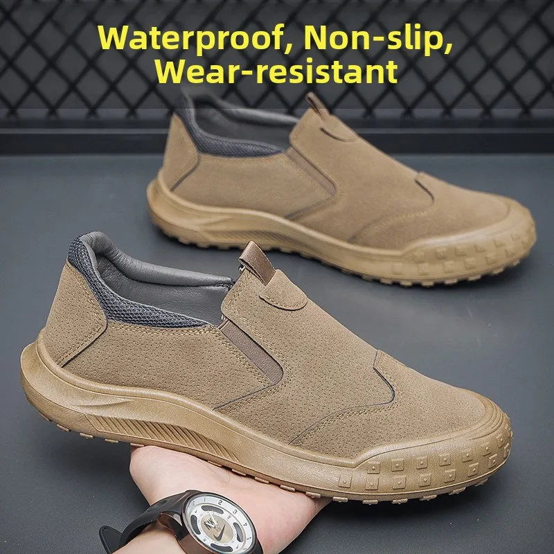 

Мужские дышащие рабочие туфли без шнурков, водонепроницаемые, противоскользящие, износостойкие, удобные, для строительных работ, защитная обувь для рабочих